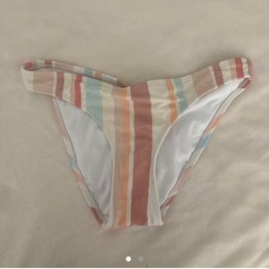 white and multicolored striped bikini bottoms